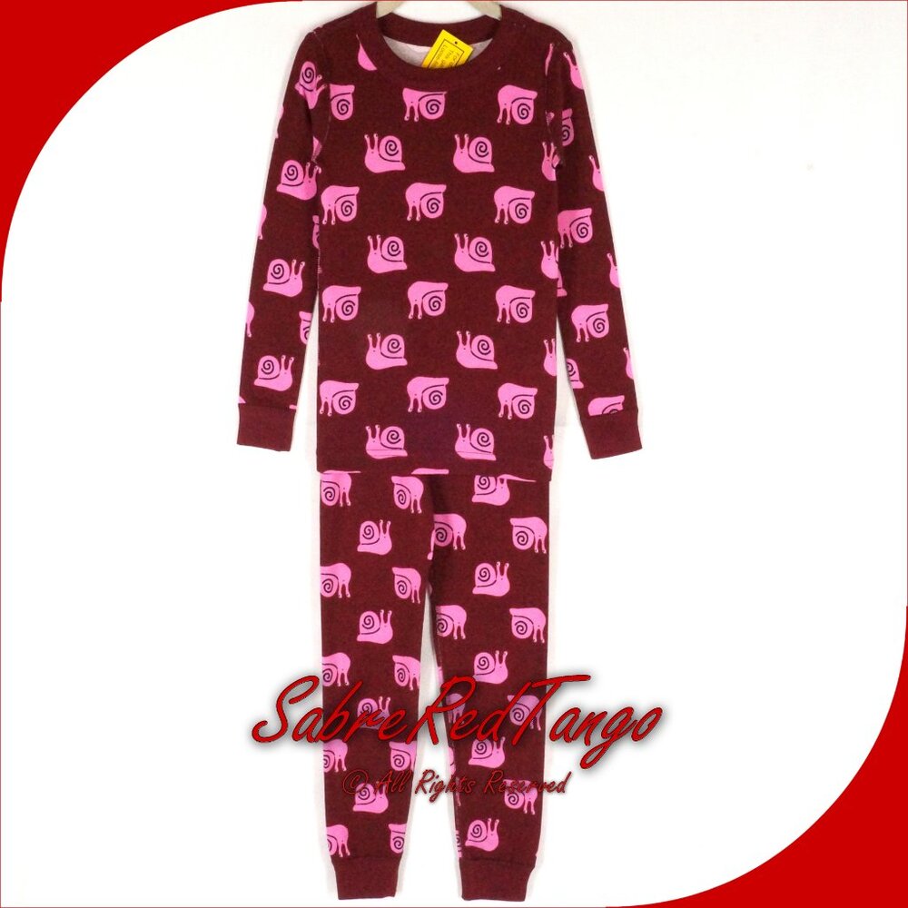 NWT Hanna Andersson Organic Long Johns Pajamas Snail Print 120 6 7